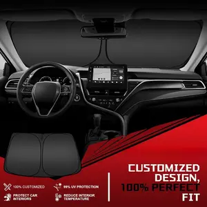 Thermal Insulated Car Sun Barrier - Upgraded 2025 4-Ply Foldable Sunshade with Titanium Coating, Fits Sedans/ Trucks (Portable Design)