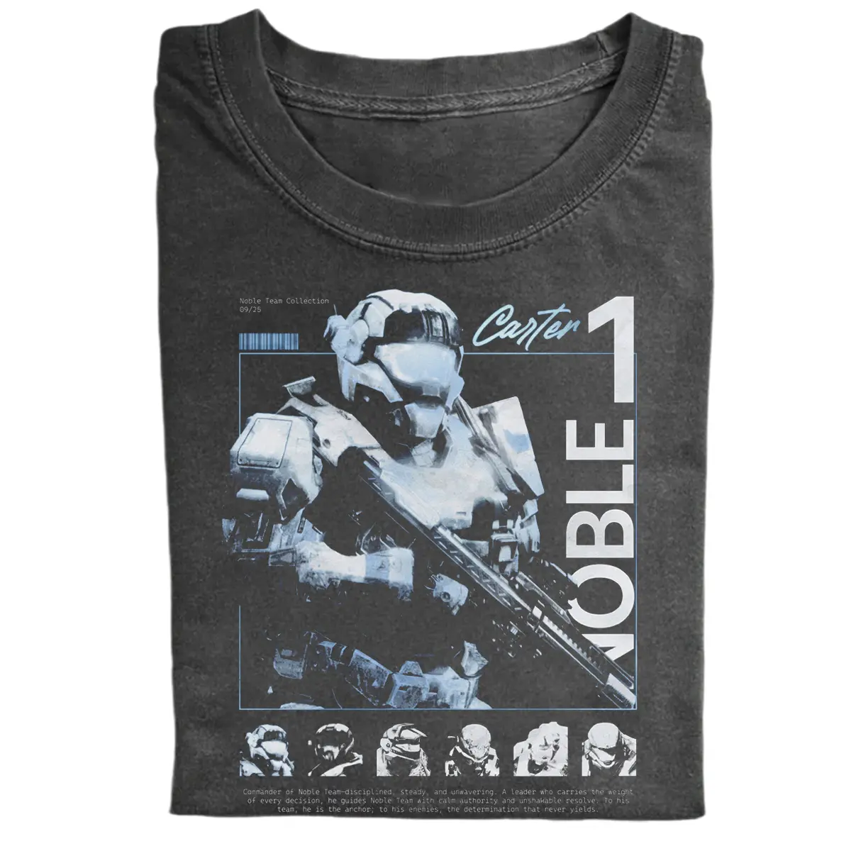 Carter Noble 1 Portrait Shirt, Halo Reach Game Tee, Vintage Halo Apparel, Noble Team Graphic T-shirt, Gaming Merchandise