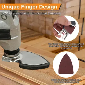 104PCS Oscillating Tool Sanding Pad Kit for Detail Sanding Jobs, Triangle & Finger Pads, 60–240 Grit Multitool Sandpaper for Corners, Edges & Renovation Work
