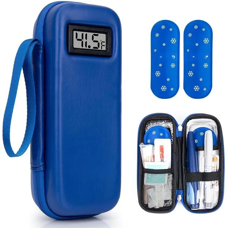 Insulin Cooler Travel Case with Temperature Display Durable Insulated Bag Diabetes Travel Refrigeration Medical Box Thermal Insulated Includes 2 Ice Packs for Daily Use Insulated Portable Cooler Travel Essentials traveling 01