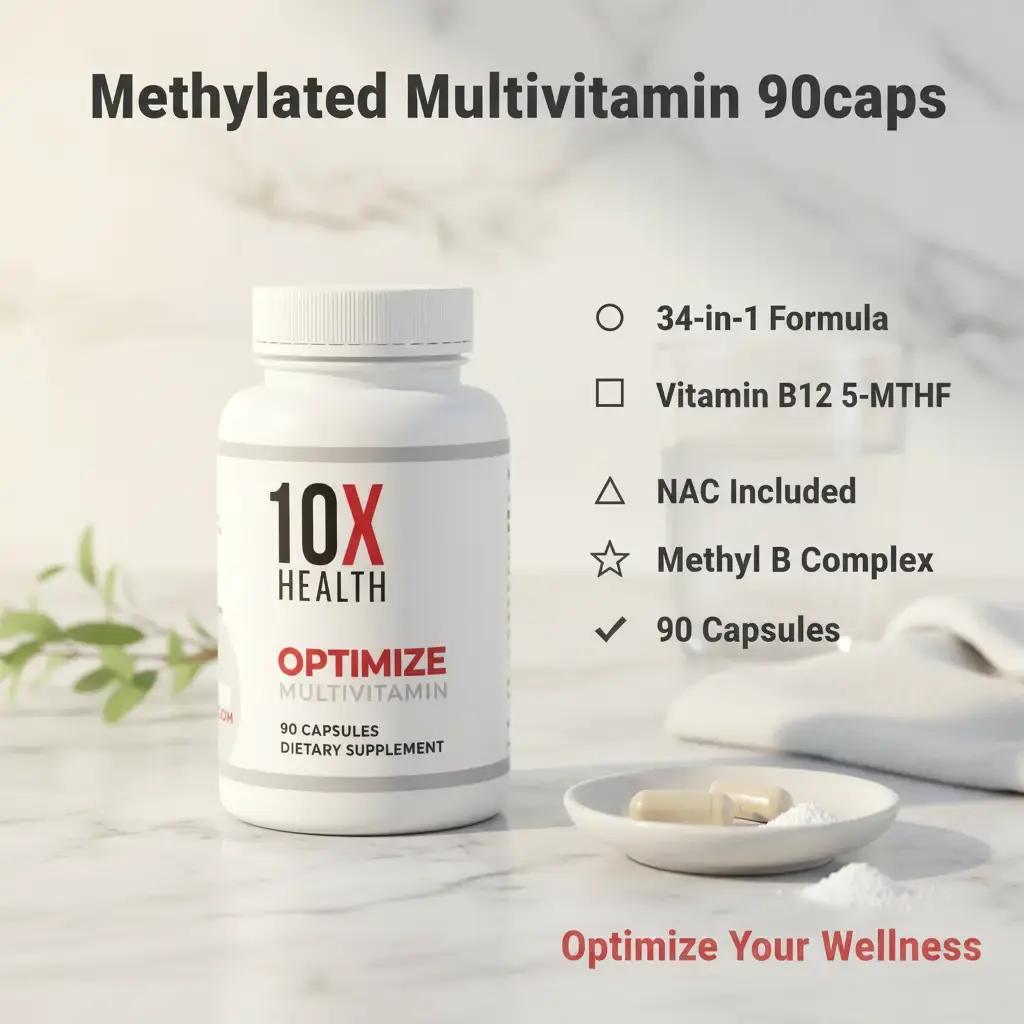 Methylated Vitamin Complex with Vitamin B12 5-MTHF NAC & B Vitamins Daily Dietary Supplement 90 Capsules