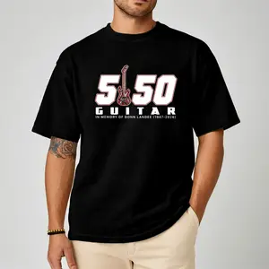 5150 Guitar Comfort Color Letter Printed Tee Ring-Spun Cotton Soft-Washed T-Shirt Trendy Tops Perfect Gift