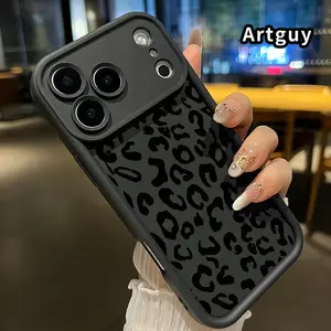 Case for iPhone 17 Pro Max 16 E 15 Plus 14 13 12 11 XS XR Air mini Black Vintage Leopard Print Drop Protection Shockproof Soft Silicone smartphone Cover
