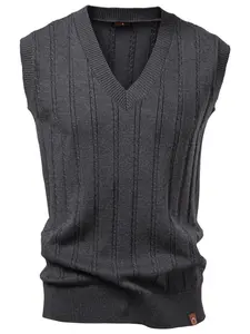 Men's casual V-neck Fitted Knit sweater vest with letter logo, comfortable fabric, suitable for men's outerwear sweater vest in autumn and winter. Men' casual sports top.