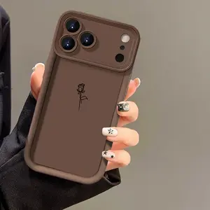 Minimalist Rose Pattern Phone Case for iPhone 11/12/13/14/15/16/17 Pro Max, 14/15/16 Plus, X, & XS Max, Anti-Drop Full-Body Women's Phone Case.