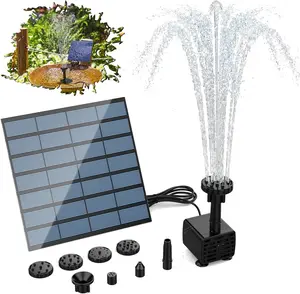 AISITIN DIY Solar Fountain Pump with 6 Nozzles, Solar Panel Pond Powered Water Feature Pump, DIY Fountain for Garden, Bird Bath, Aquarium