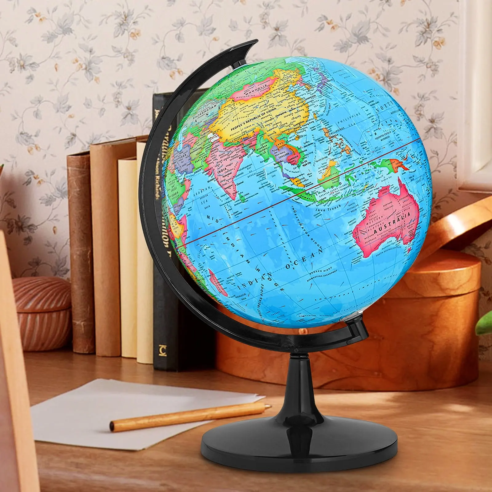 13" Unisex Interactive World Globe, Classroom Supplies & School Supplies College STEM Learning Toy with Heavy Metal Base, HD Waterproof Erasable and Writable Surface, Educational Teaching Gift