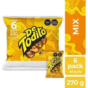 Frito Lay De Todito Snack Mix 6 Pack 45g Each Colombian Crunchy Snack Ideal for Snacking and Convenience Chips 270g Total