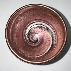 Artisan Purple Gold Spiral Jian Zhan Tea Bowl Traditional Chinese Tenmoku Gongfu Teacup Handcrafted Collector’s Tea Bowl