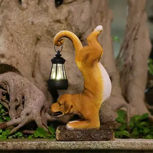 Garden Statue Dog Outdoor Decor,Outdoor Solar Dogs Decor Light,Solar Dog Statues for Garden Decorations, Garden Decor for Patio,Porch,Balcony,Yard,Lawn