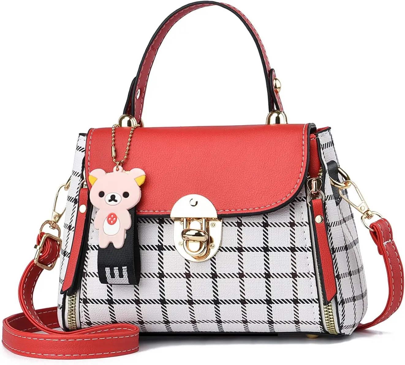 Plaid Pattern Crossbody Bag for Women & Teen Girls – Lightweight Small Satchel Shoulder Purse, Fashion Casual Handbag