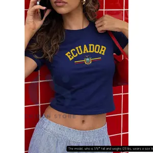 Ecuador Flag Shirt, Heritage Cotton Tee, South America Souvenir Top Underwear Streetwear Casual Shortsleeve Crewneck Comfort Womenswear