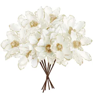 Christmas Tree Decorations, Artificial Papyrus Flowers, Velvet Magnolia Branches, DIY Crafts, Wedding Party Supplies, Decorative Flowers Ornaments