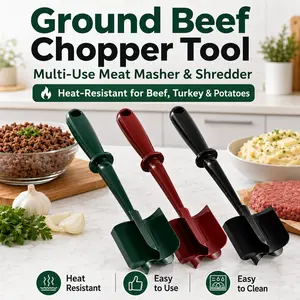 MIUVA Ground Beef Chopper Tool, Multi-Use Meat Masher and Shredder for Hamburger Patties, Turkey, Potatoes & Cooking Prep, Heat-Resistant Kitchen Tool