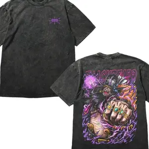 Blackbeard Marshall D. Teech Anime T-Shirt - Vintage Washed Heavyweight Cotton Tee, One Piece Yonko Graphic Streetwear, Retro Oversized Pirate Shirt