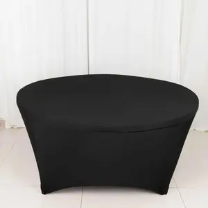 Stretch Spandex Round Tablecloth 6ft Black - Easy to Maintain Form-Fitting Table Cover
