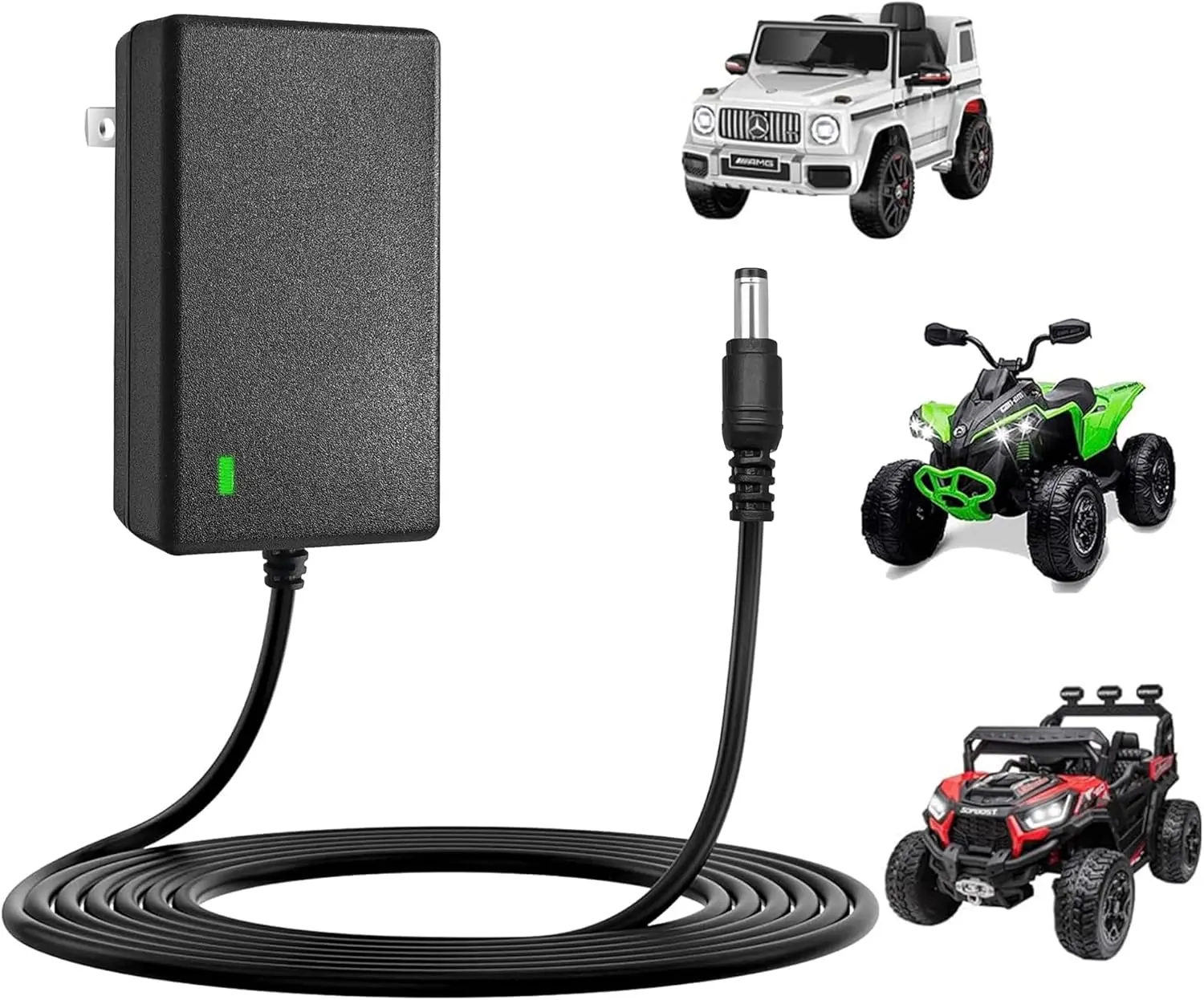 24V Battery Charger for Ride Toys – Compatible with Power Wheels, Kids Ride Cars, Electric ATVs, Lamborghini, Jeep, Mario Kart, 24V Battery for Ride Toys – DC Charger for 24 Volt Vehicles
