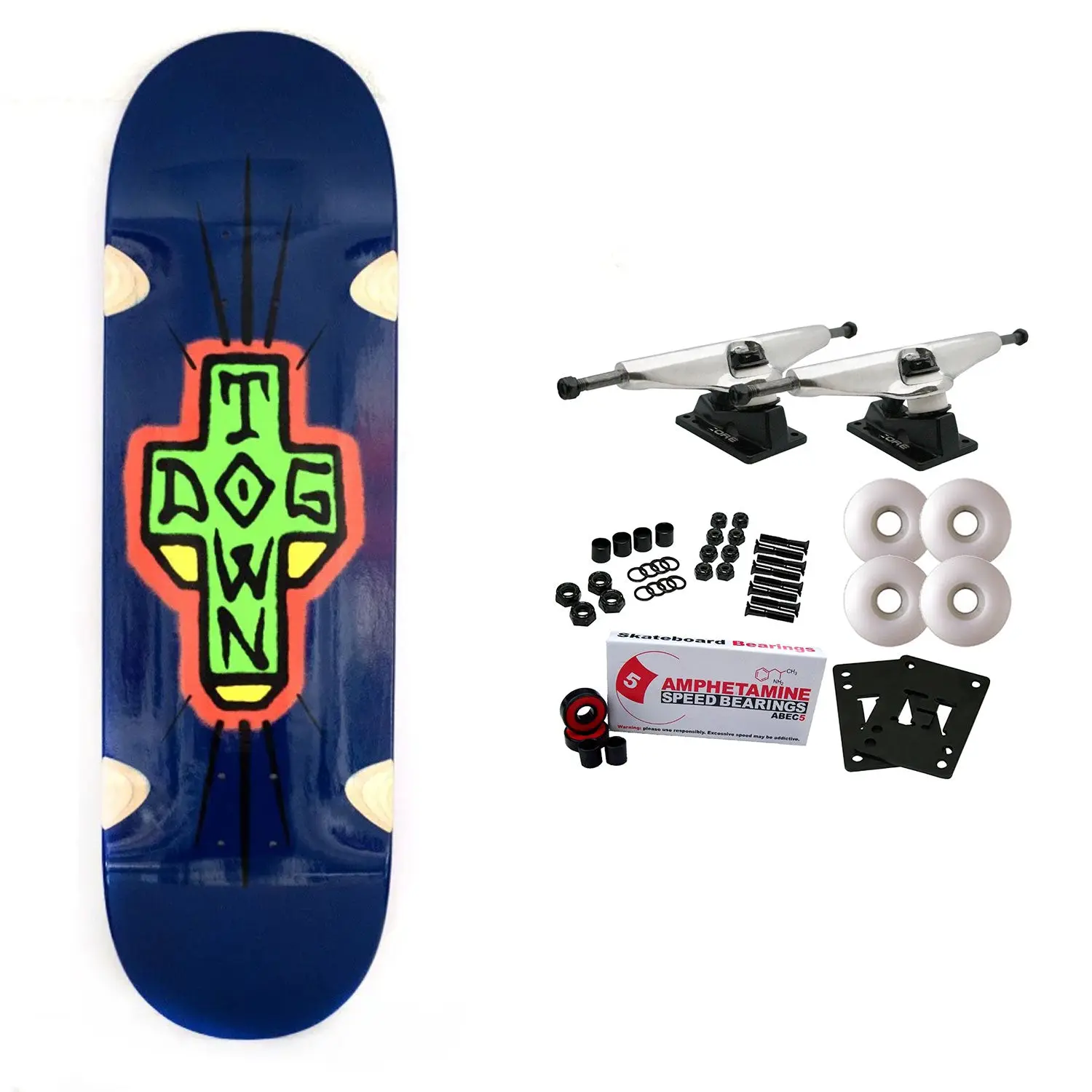 Dogtown Skateboard Complete Spray Cross Loose Trucks Blue Dip 9.25