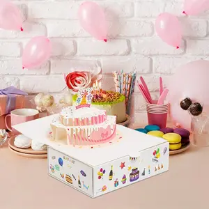 3D Birthday Gift Box, Blank DIY Birthday Box with Cake Stickers, Surprise Party Gift Storage Box, Ideal for Gifting and Decoration