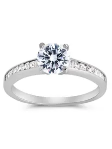 Sterling Silver Radiant CZ Engagement Ring