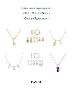 PAVOI 14K Gold Plated Charm Jewelry Bundles for Women – 3-Piece Dainty Necklace & Earring Set - Mix & Match Pendant Necklaces & Huggie Earrings with CZ & Gemstone Charms - Build Your Own Tiktok Bundle