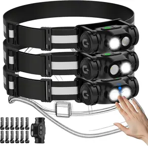 Rechargeable Motion Sensor Headlamp with Strong Magnet, Detachable Magnetic LED Flashlight, IPX4 Waterproof 4 Modes Head Light with Helmet Clips & Reflective Strap for Camping, Hiking, Running, Work