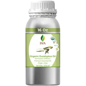 SVA Eucalyptus Essential Oil Organic – 16 Fl Oz – 100% Natural Organic Eucalyptus Oil for Hair, Face, Skin Care, Diffuser, Aromatherapy, Scalp, Body Massage, Soap and Candle Making