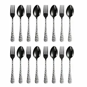 16-Piece Leopard Print Stainless Steel Cutlery Set, Durable & Stylish Tableware, Perfect for Everyday Use, High-Quality Dining Accessories