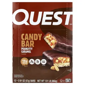 Quest Nutrition Candy Bar, Peanutty Caramel, 12 Bars, 2.01 oz (57 g) Each