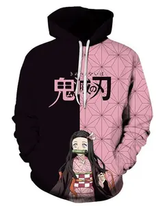 Nezuko Demon Slayer Hoodie, Kimetsu No Yaiba Anime Graphic, Pink Bamboo Cosplay Sweatshirt, Unisex XS To 6XL Manga Apparel, Lightweight Streetwear