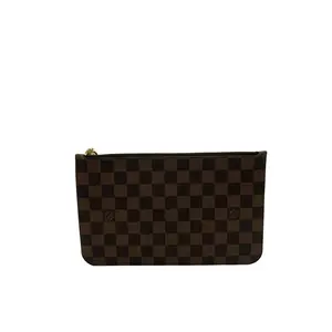Pre-owned Louis Vuitton COATED CANVAS Small Leather Goods NEVERFULL MM POUCH DAMIER EBENE