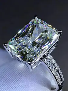 Women's Princess Cut White Zircon Ring, Solitaire Engagement Ring, Valentine's Day Christmas Gift, Bridal Wedding Engagement Jewelry, Daily Wear Decorative Accessories