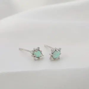 Vintage Oval Opal Stud Earrings (Pair)
