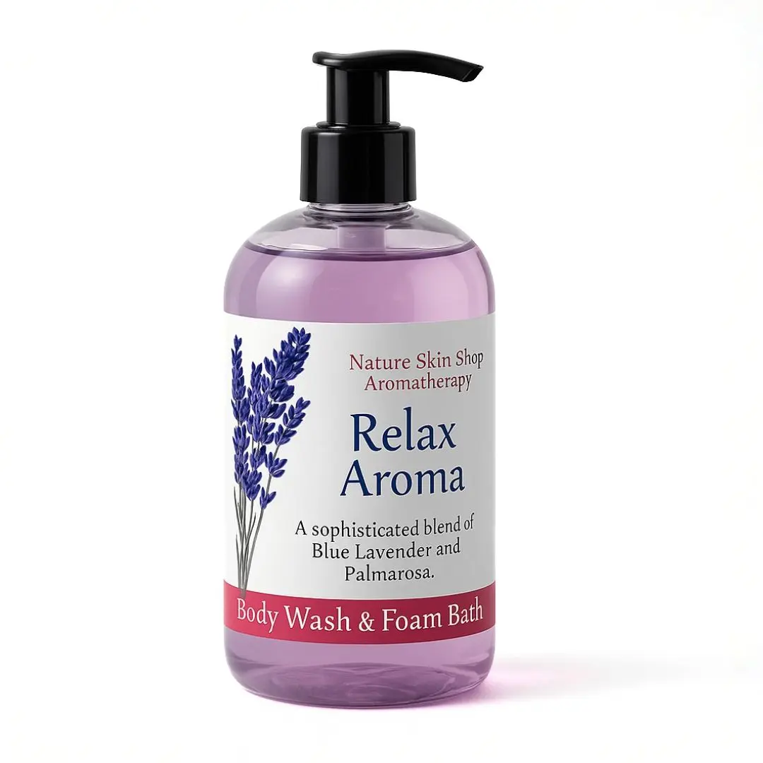 Aromatherapy Relax Lavender Shower Bath Gel - 8 oz Body Wash & Foam Bath with Blue Lavender & Palmarosa Essential Oils for Calming & Relaxing Experience