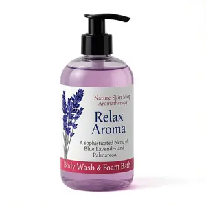 Aromatherapy Relax Lavender Shower Bath Gel - 8 oz Body Wash & Foam Bath with Blue Lavender & Palmarosa Essential Oils for Calming & Relaxing Experience