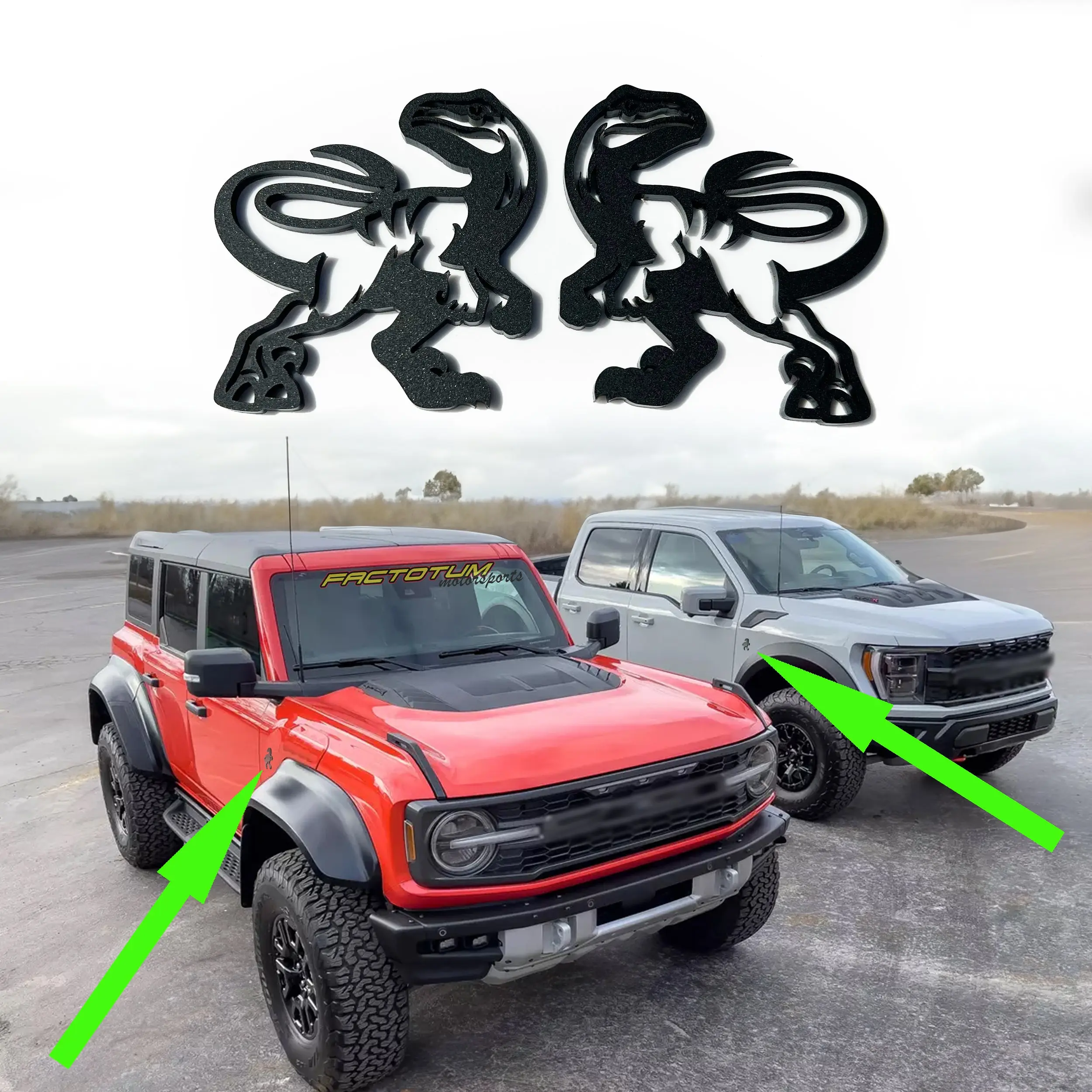 Pair Fender Raptor emblems fits FORD Bronco 2023-2024 F150 2010-24 badge SVT 6.2L
