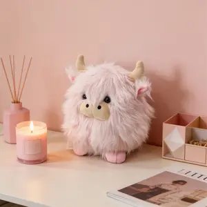 Cute Highland Cow Plush Toy, Adorable Round Cow Stuffed Animal Gifts for Kids and Adults, Perfect Soft Cuddly Gift and Home Decor, Cute Cow Design, Huggable Collectible, Kawaii Stuffed Animals