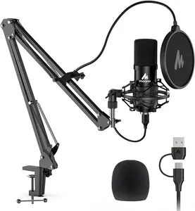 MAONO USB Microphone, 192kHz/24bit Plug & Play PC Computer Podcast Condenser Cardioid Metal Mic Kit with Professional Sound Chipset for Recording, Gaming, Singing, YouTube, AU-A04 White