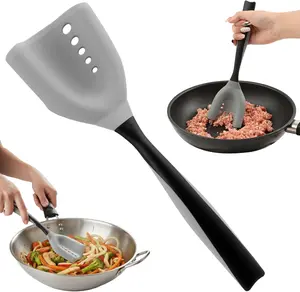 PGYARD Meat Spatula Chopper Ground Beef Masher Heat Resistant Silicone Hamburger Smasher Tool Non Stick Meat Masher for Ground Beef and Potato Mix Tool, Kitchen Utensil