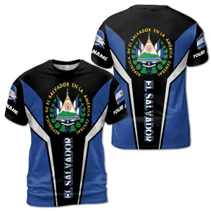 Custom Name EL Salvador Coat of Arms Patriotic 3D T-shirt S-5XL