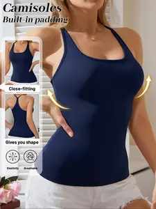 🔥4-Pack Women's Racerback Camisoles, 4 Colors (Black/White/Grey/Navy), Square Neck Seamless Lightweight Soft Fabric, All-Day Comfort, Slim-Fitting & Supportive, 2-in-1 for Layering/Outer Wear, Women's Must-Have!