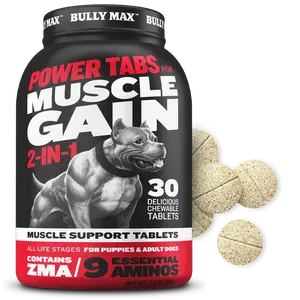 Bully Max 2-in-1 Muscle Builder Chewable Tablets for Puppies & Adult Dogs - Ultimate Canine Dog Supplement for Muscle Gain