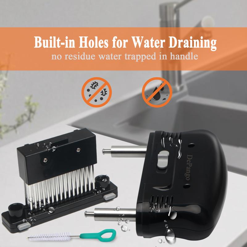 DePango Meat Tenderizer with 48 Stainless Steel Blades, Ergonomic Handle for Easy Pressing, Detachable Design for Thorough Cleaning, Ideal for Beef, Pork, Chicken