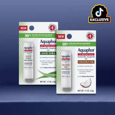 Aquaphor Lip Repair Stick 2-Pack (0.17oz Each) - Dermatologist Recommended Therapeutic Treatment for Sensitive Lips, with Naturally Derived Ingredients Aloe Vera, Coconut Extract & Sunflower Oil, Selfcare Solution