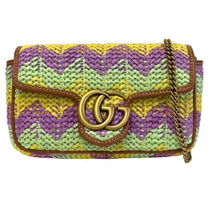 Pre-owned GUCCI . Shoulder Bags GG Marmont Raffia Small Shoulder Bag