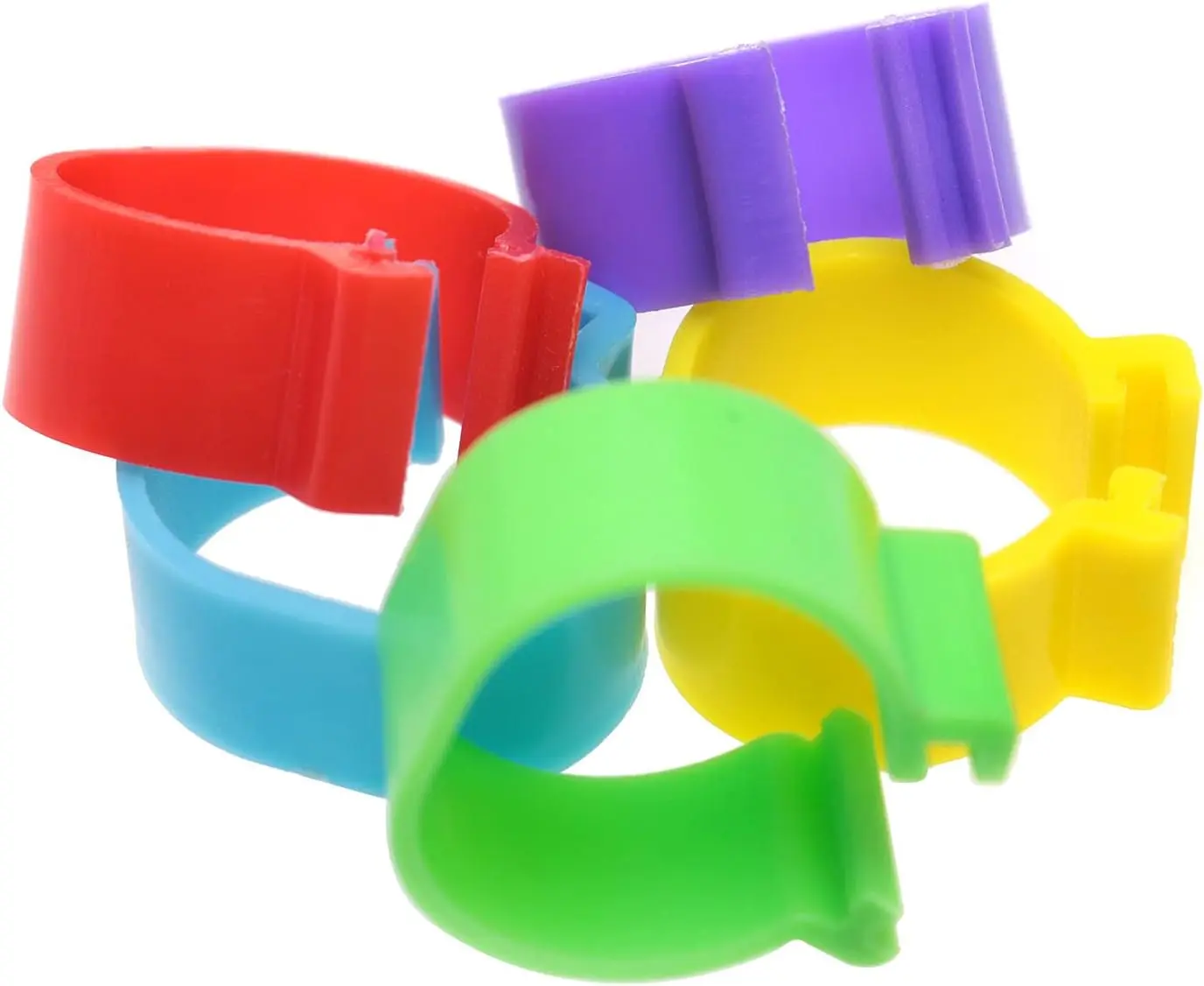 16mm Chicken Identification Band 50PCS 16mm 5Color Plastic Poultry Chickens Ducks Leg Rings Clip-On Round Tags Poultry Identification Bands