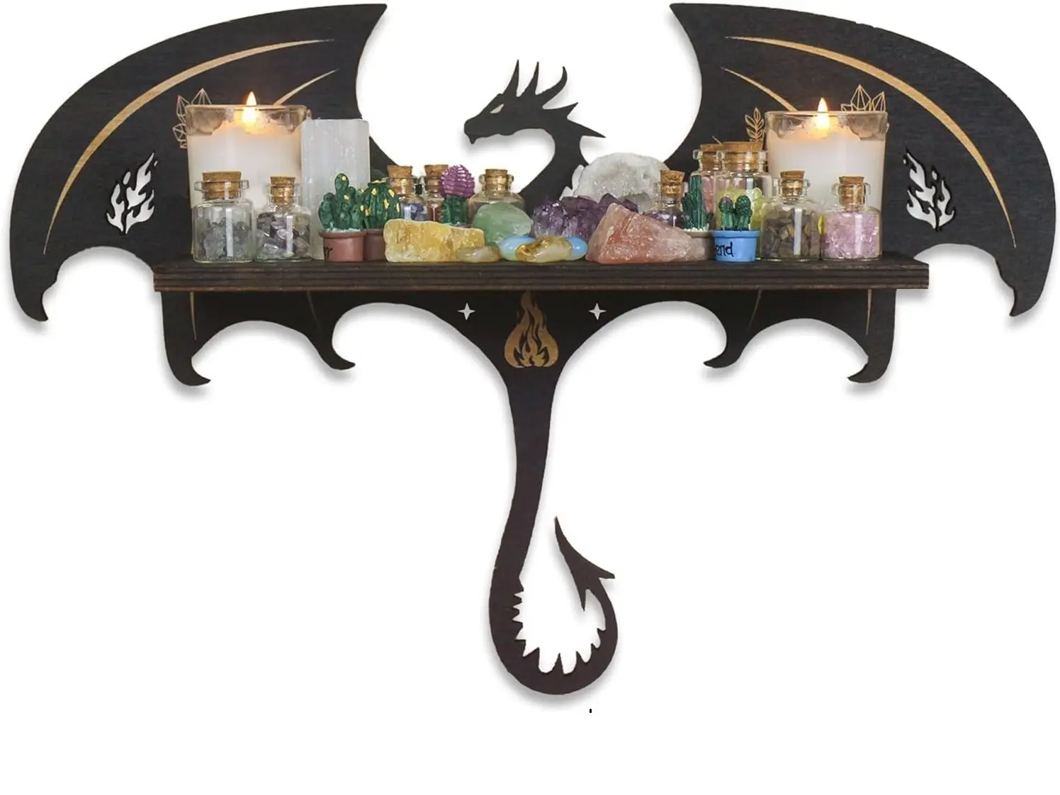 Dragon Shelf, Gothic Wall Decor, Crystal Shelf Display, Fantasy Decor Gift | Dragon Decorations, Fantasy Decor, Dragon Figurine, Crystal Shelf, Wall Art, Trinket Shelves