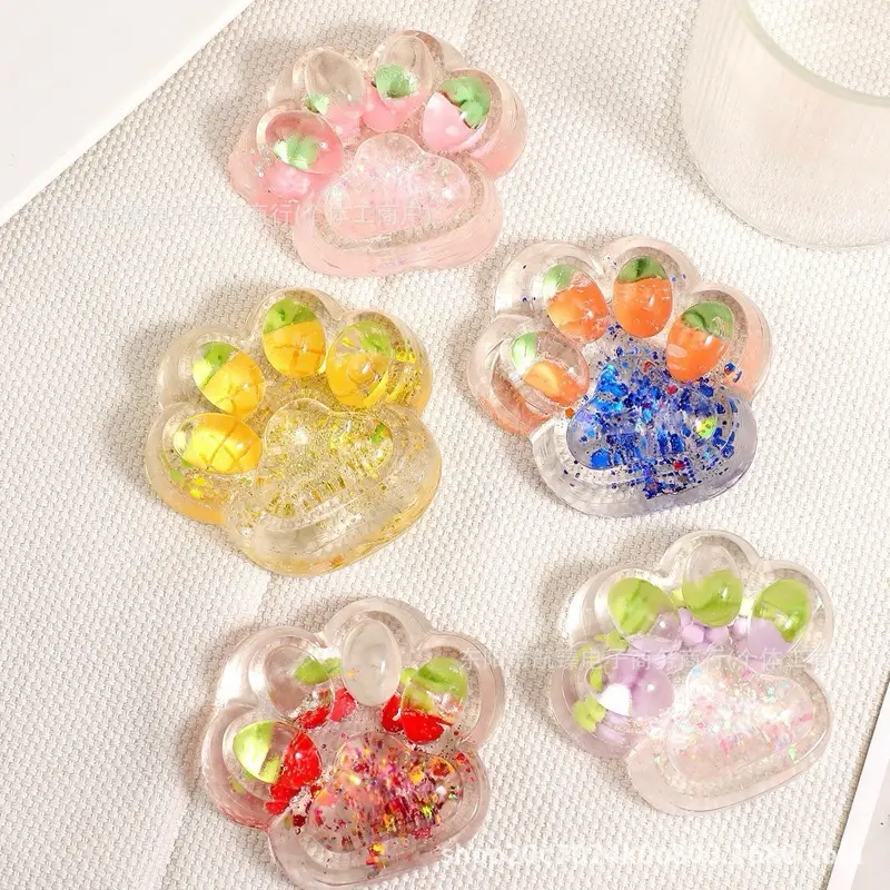 Cute Paw Jelly Squishy Toy – Glitter Filled Stress Relief Squeeze Fidget, Soft Slow Rising Sensory Toy for Kids & Adults