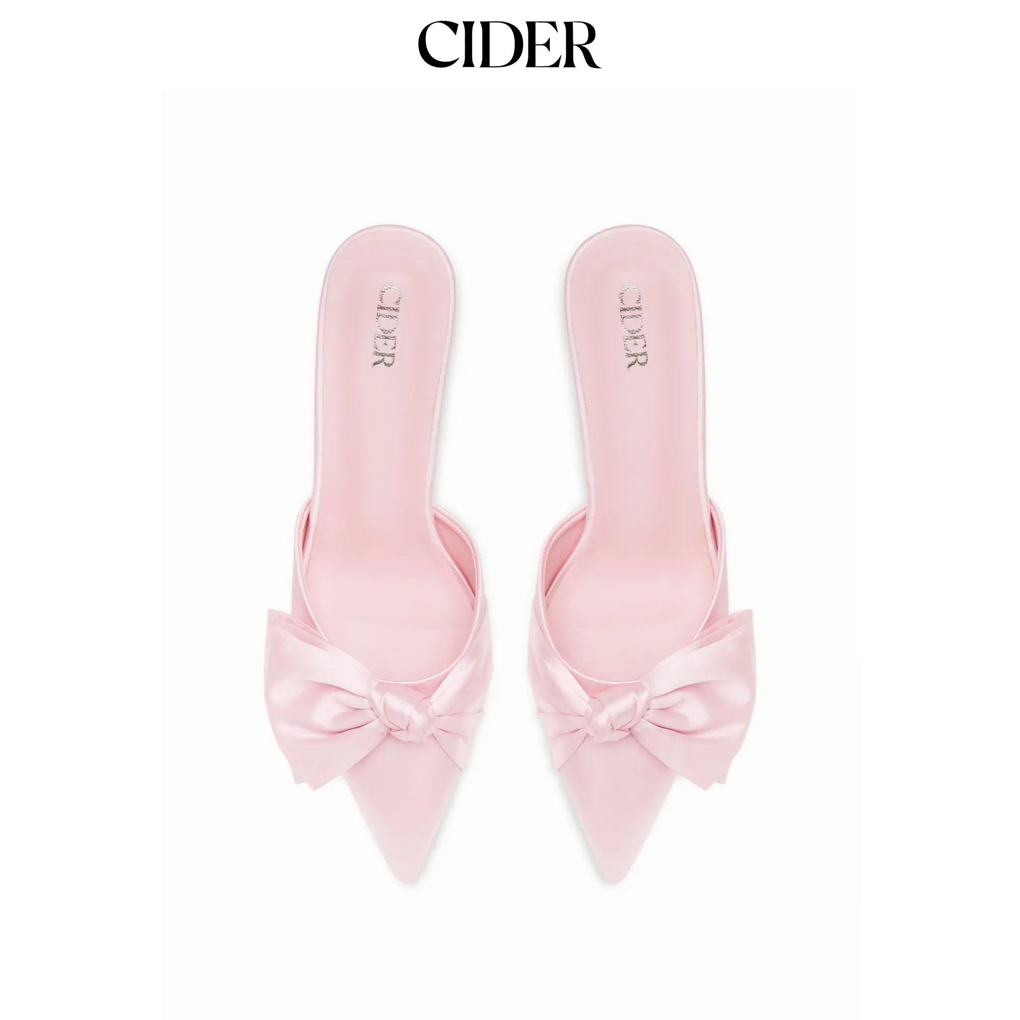 Cider Satin Bowknot Heels for Women, Elegant Pointed Toe Slingback Stiletto Party Shoe for Formal Wear, Footwear, Dainty Heels, Glamorous Heels