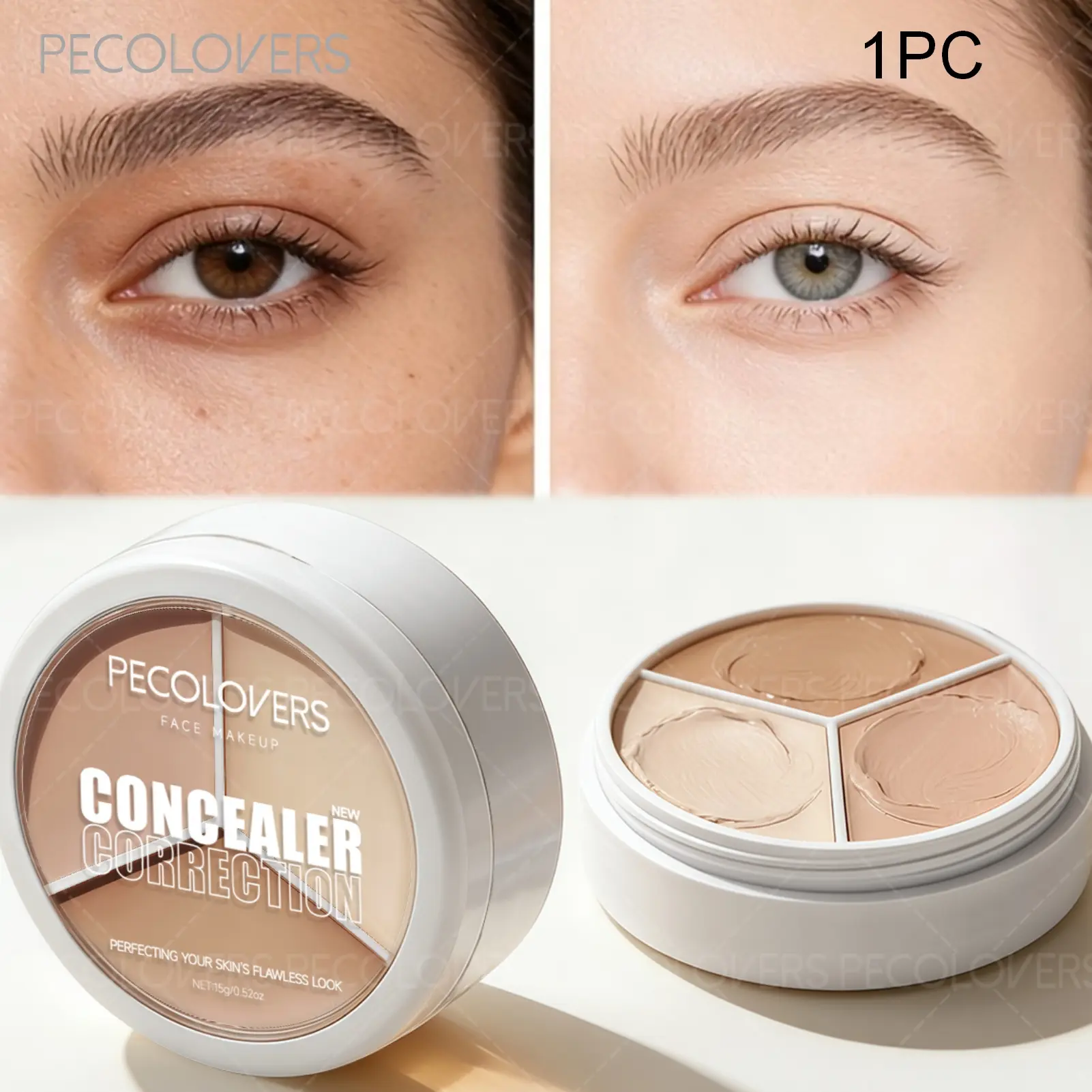 1pc Concealer Palette, Full Coverage Creamy Formula, Corrector & Highlighter, Skin-Perfecting & Flawless Finish, For All Skin Types